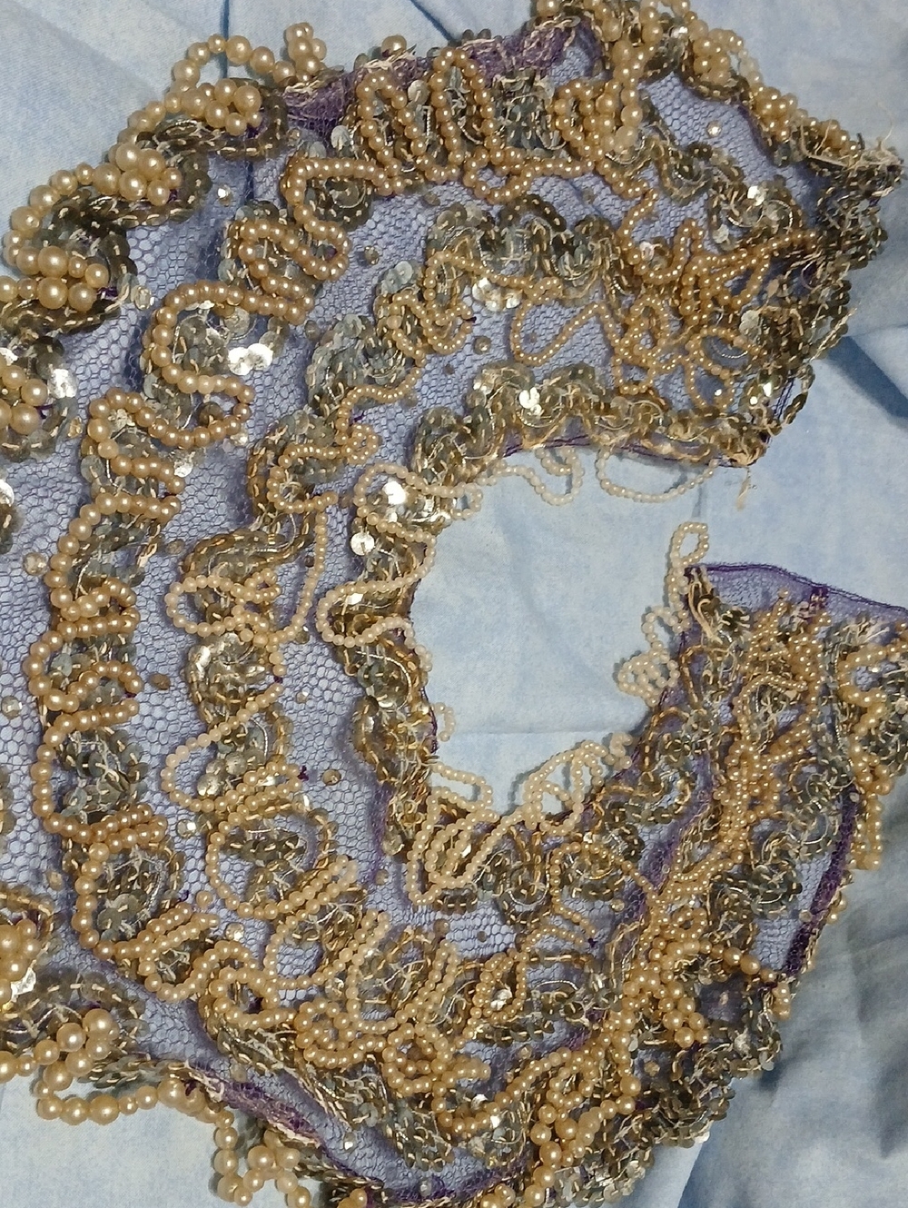 Embellished Lavender Beaded Scarf